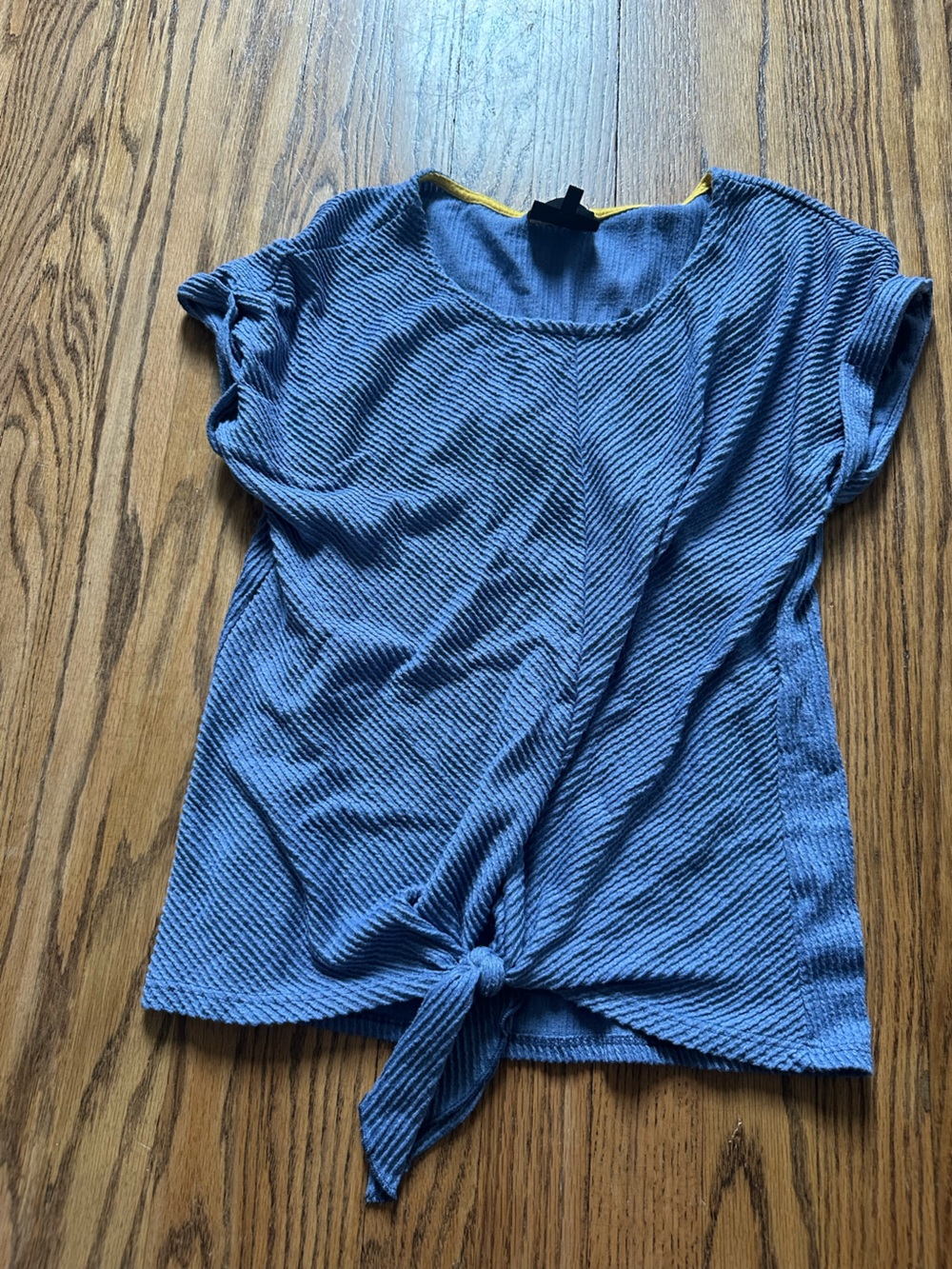 W5 Ribbed Tie Front Blue Women’s Tee Top Size Small